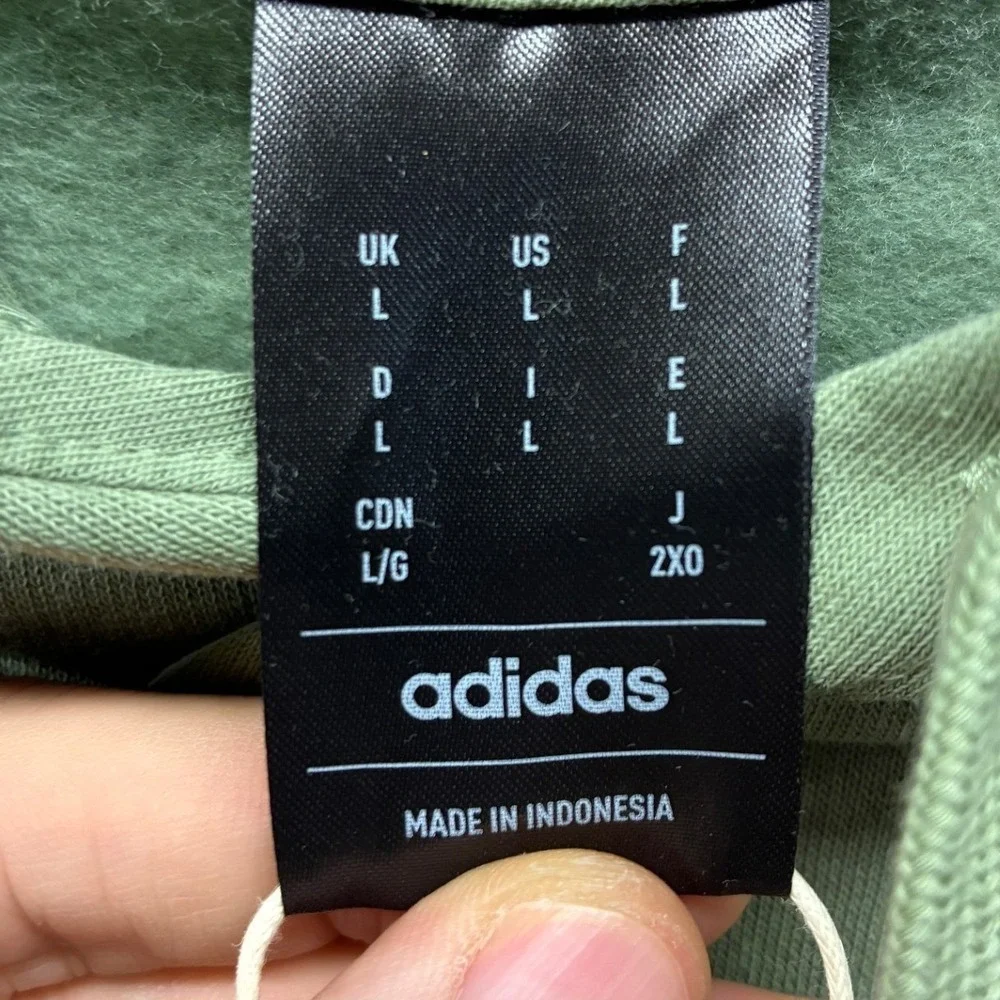 Adidas Feelcozy Fleece Hoodie Mens L Green Embroidered Logo Athleisure NWT